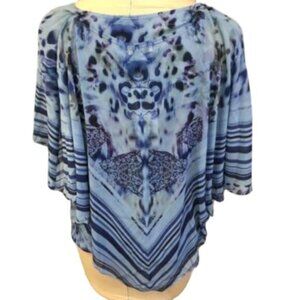 NWT World Unity Womens Blue Horizon Pattern Blouse Medium